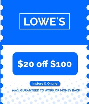 lowes $20 off $100 online and instore coupon